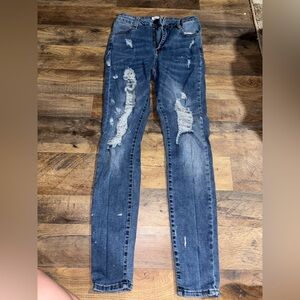 Distressed Blue Jeans